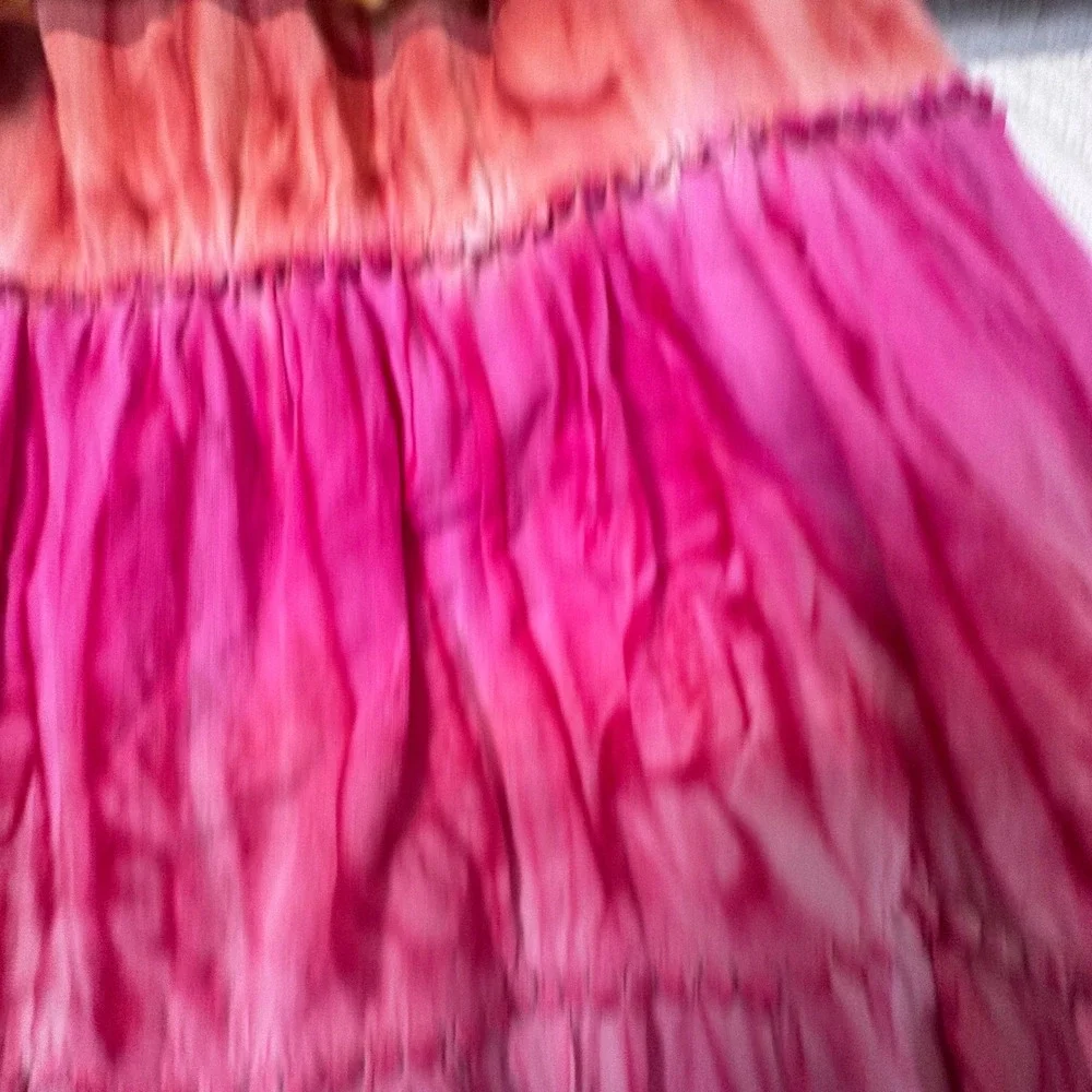 Pandemonium Girls Rainbow Tie Dye Tiered Dress Pockets Pom Pom‎ Trim Size 6X